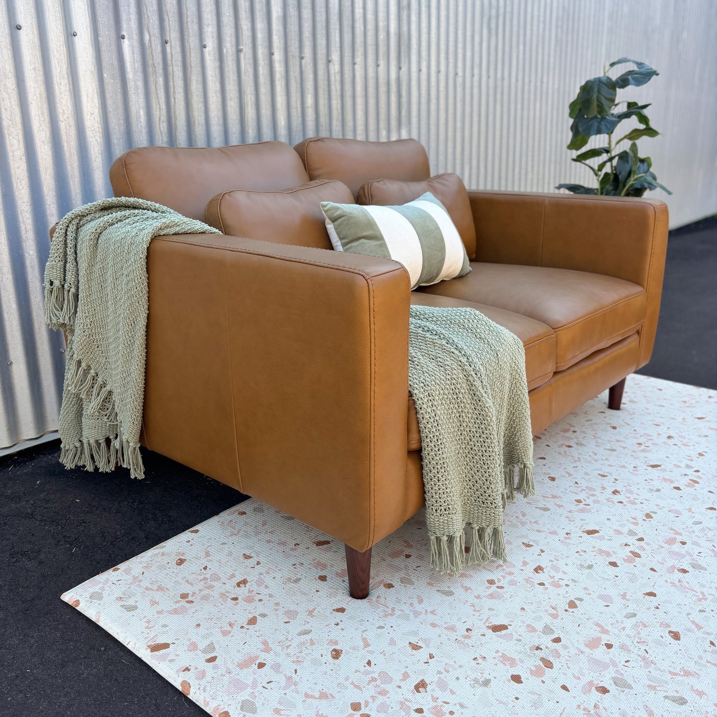 Alpine Tan 2 Seater Leather Lounge