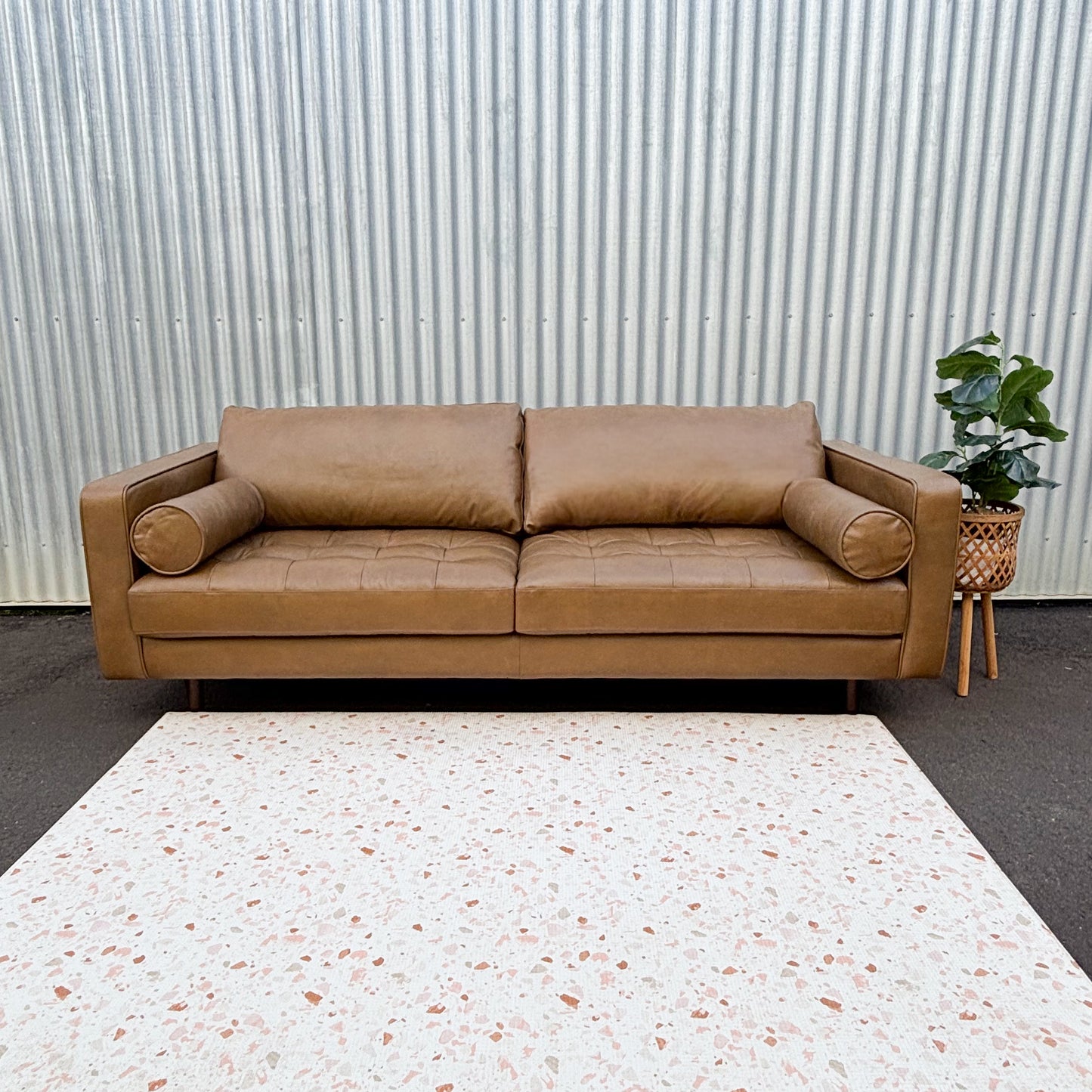 Jackson Tan Leather 3 Seater Lounge