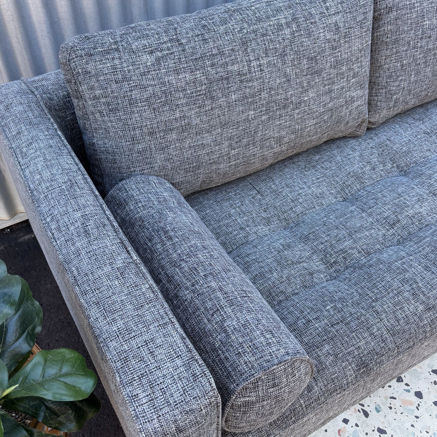 Mid-Century Modern Grey Chaise Lounge