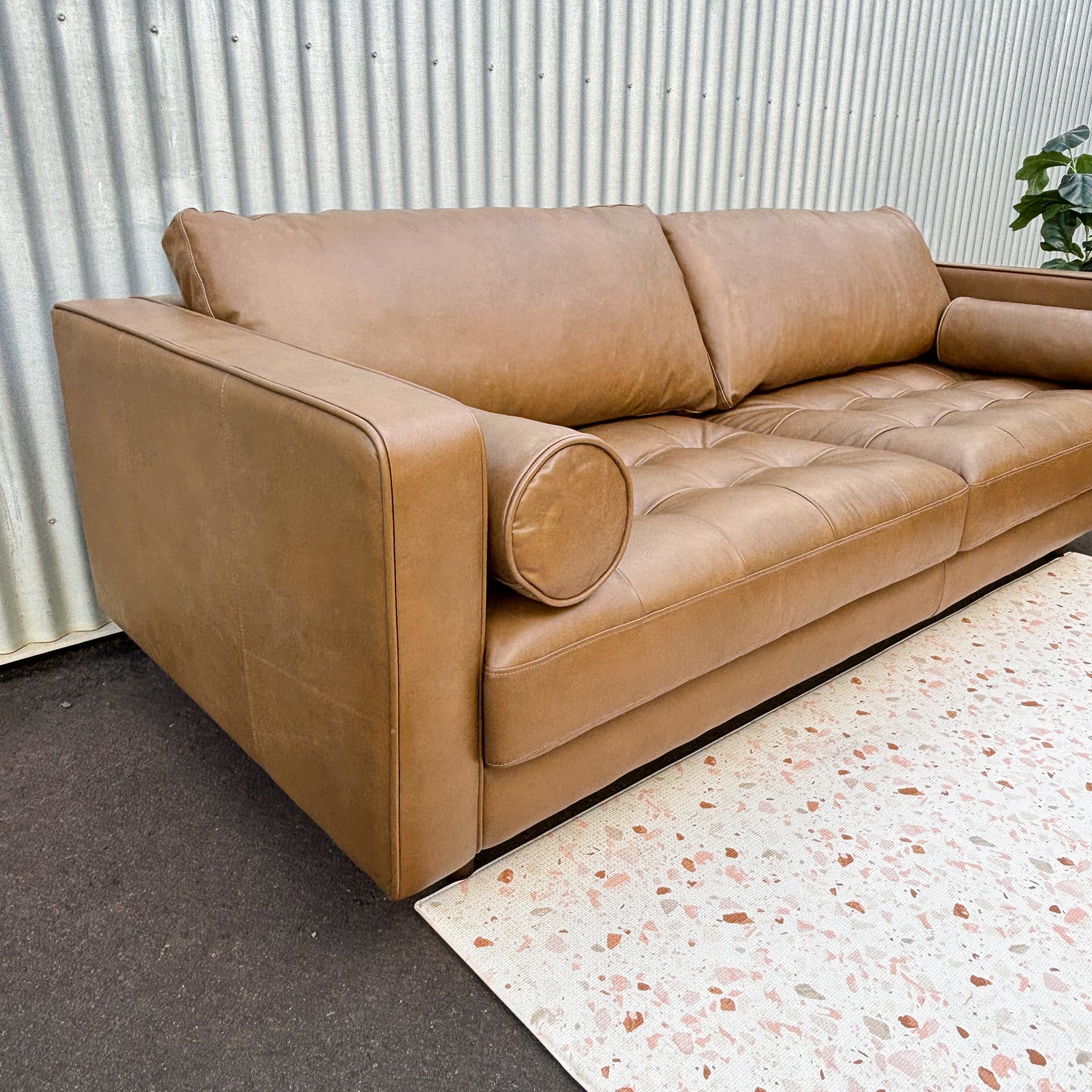 Jackson Tan Leather 3 Seater Lounge