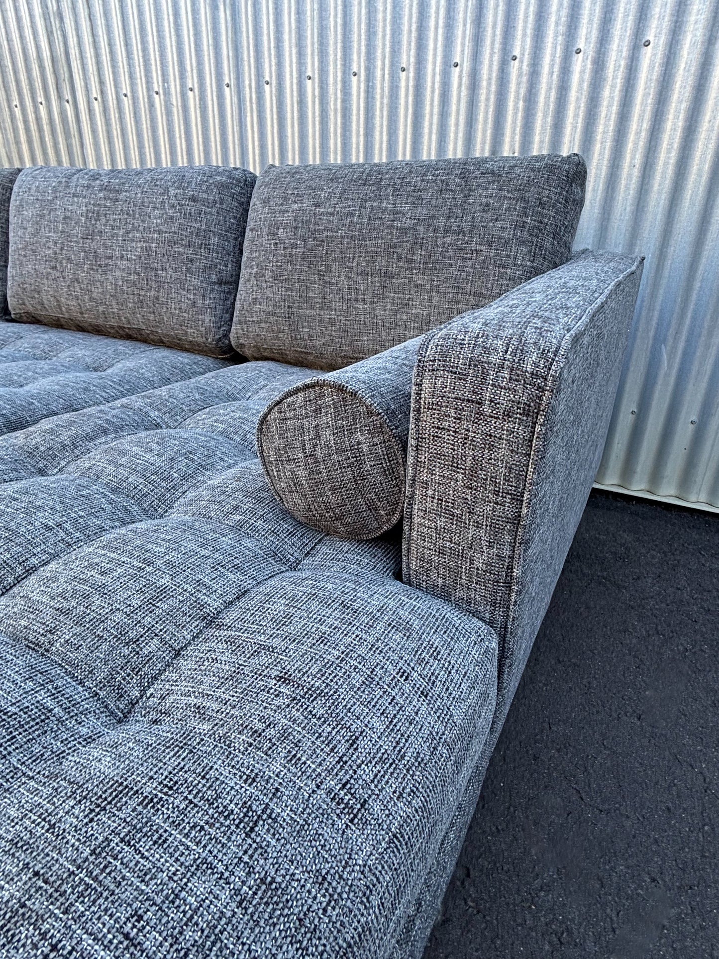Mid-Century Modern Grey Chaise Lounge