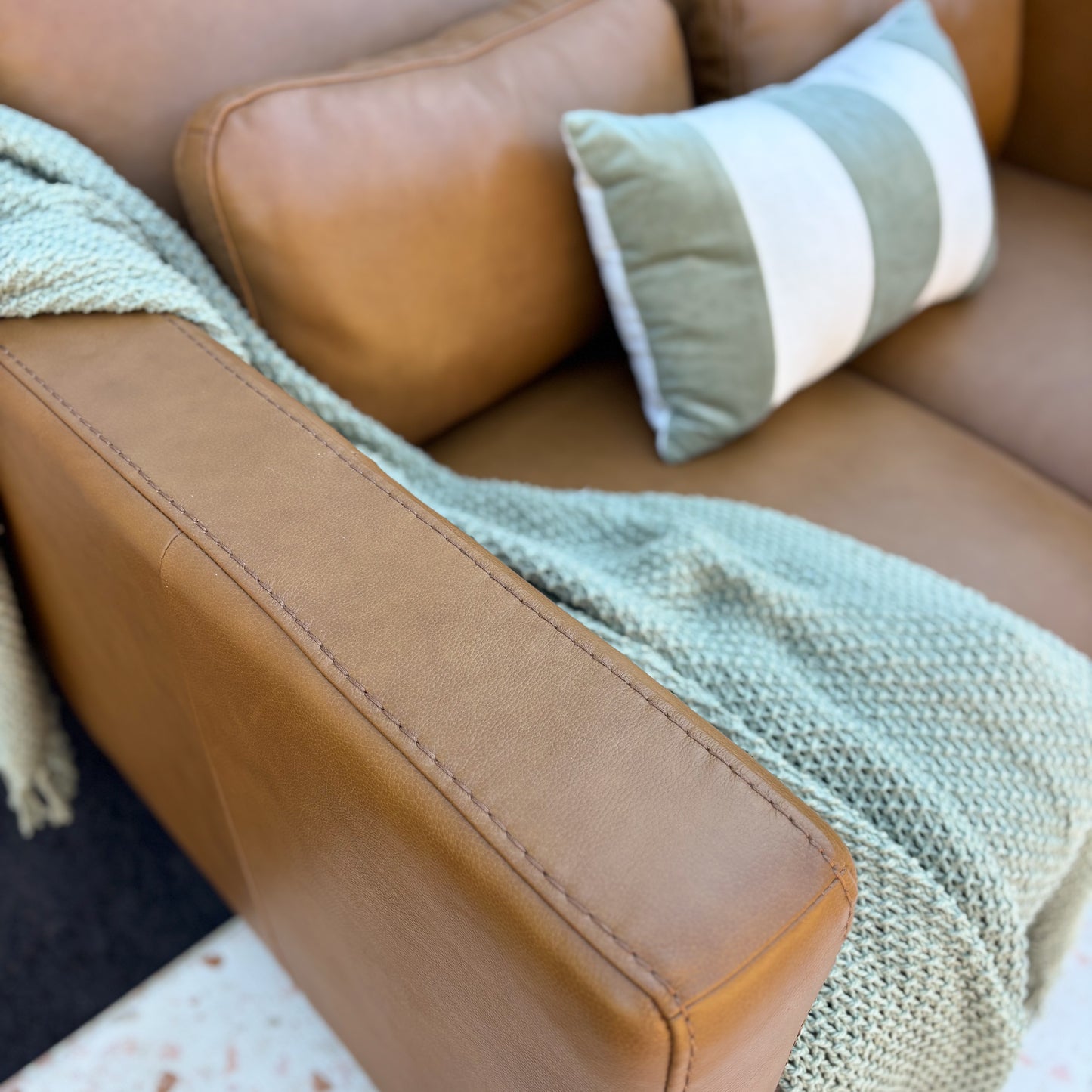 Alpine Tan 2 Seater Leather Lounge