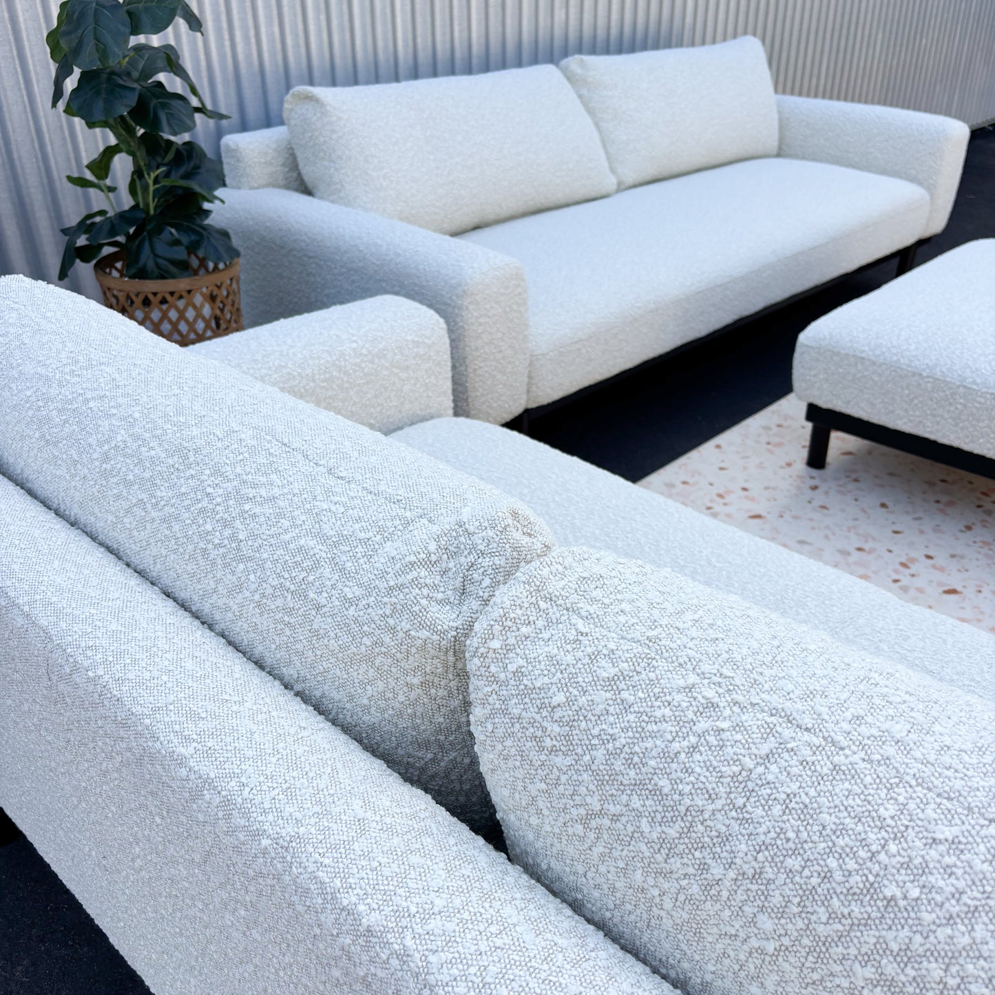 Sempre Natural Boucle Fabric Lounge Suite