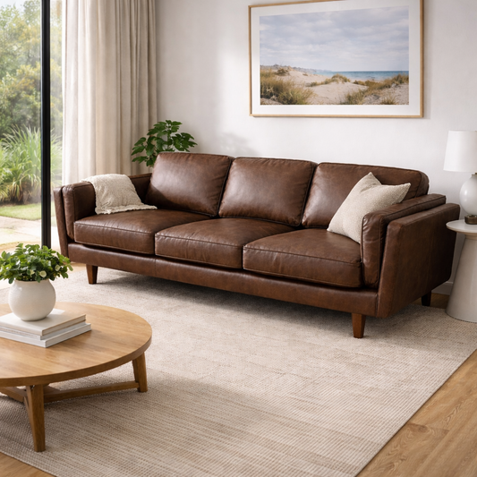 Brooklyn Leather 3 Seater Sofa - Oxford Tan