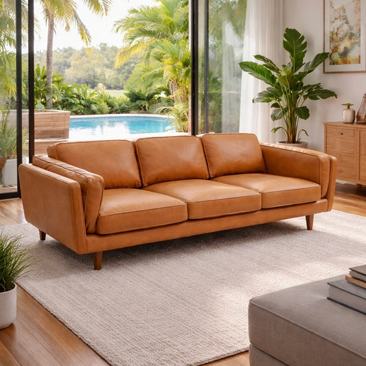 Brooklyn Leather 3 Seater Sofa - Ostuni Tan