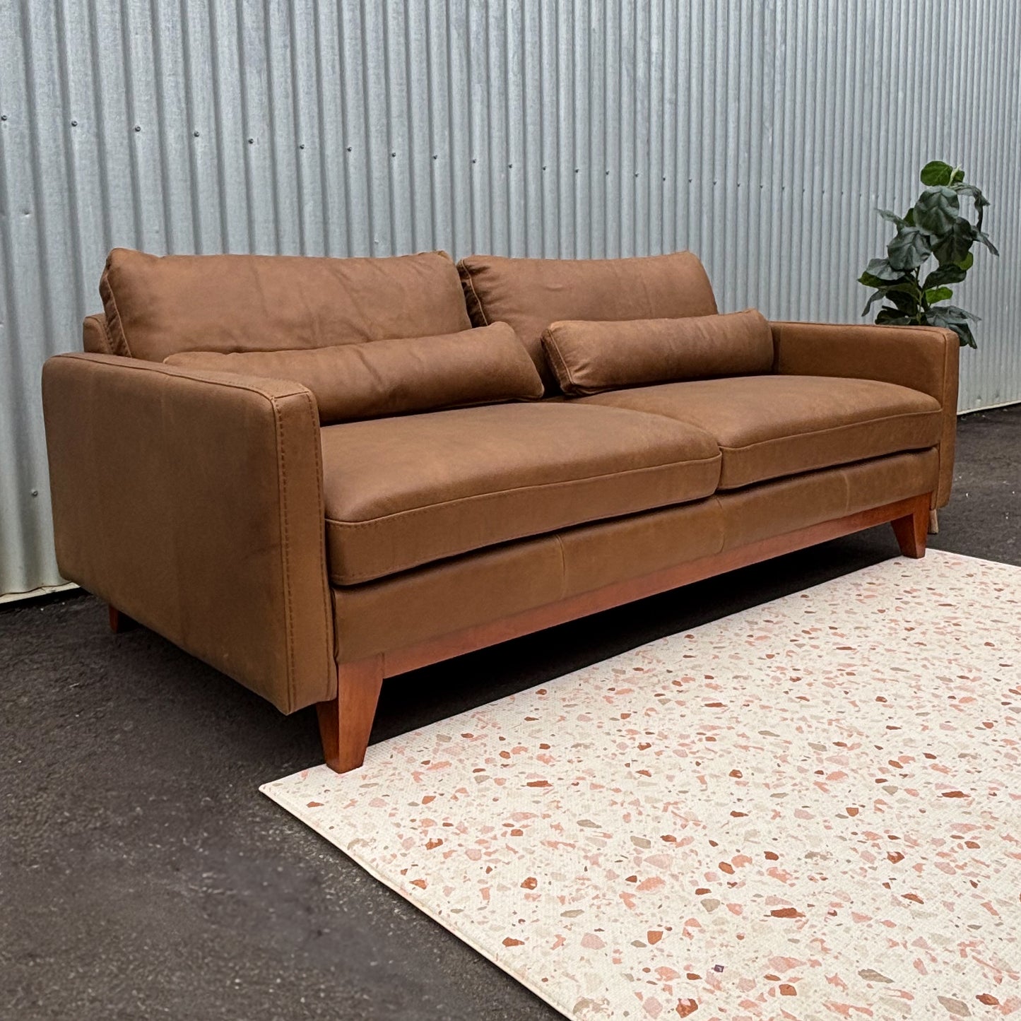 Big Barberina Tan Leather 2.5 Seater Lounge