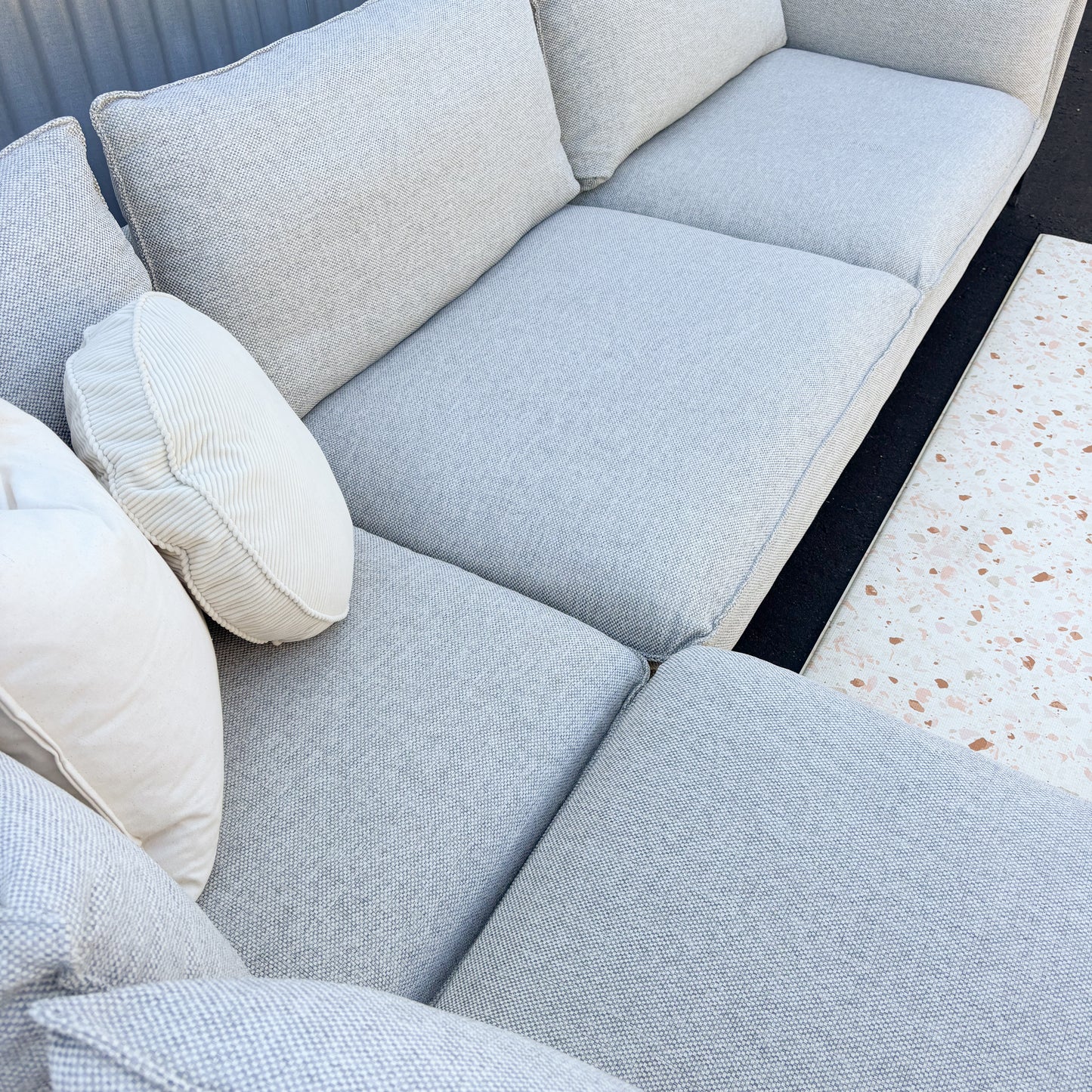 Freedom Panama Grey Fabric Chaise Corner Lounge