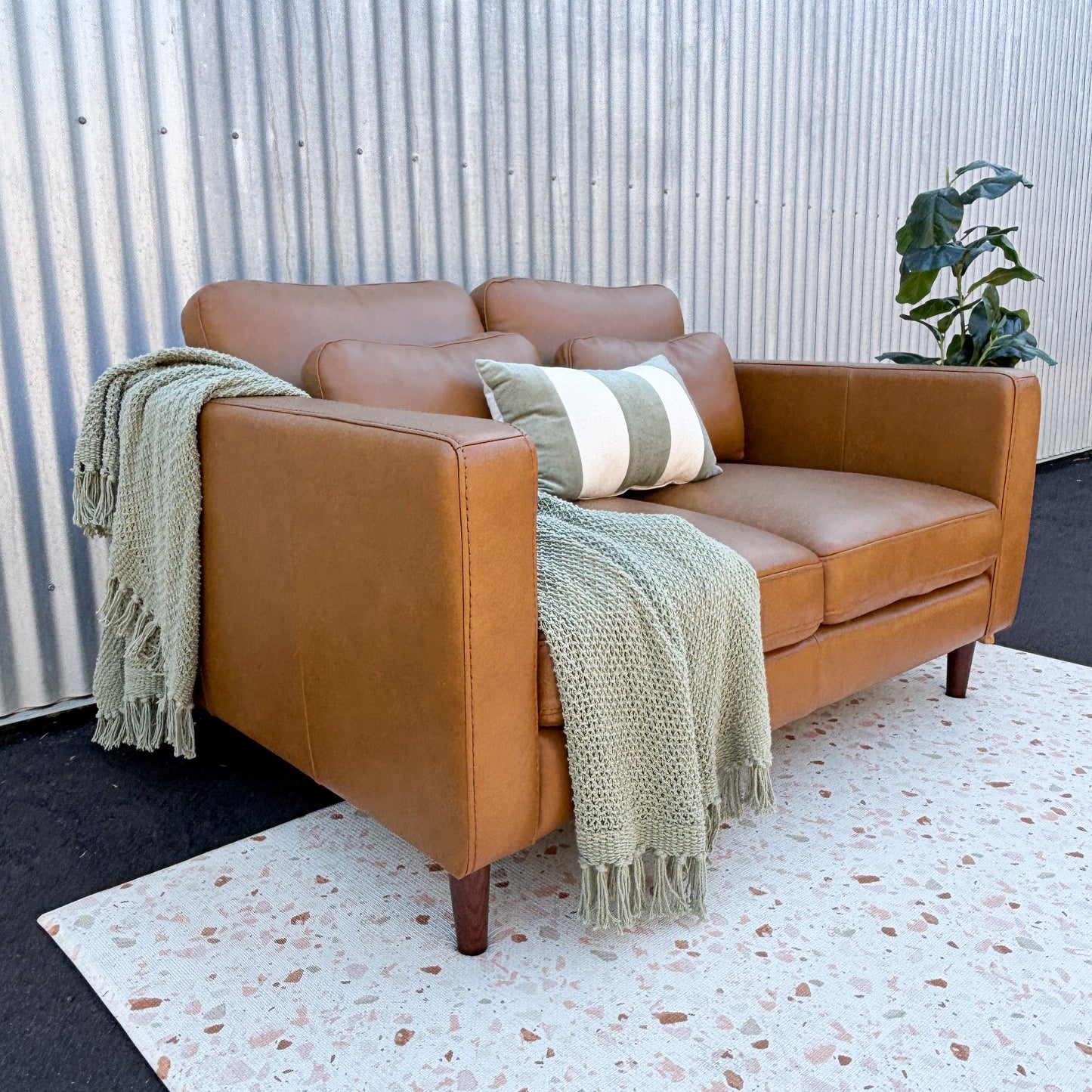 Alpine Tan 2 Seater Leather Lounge