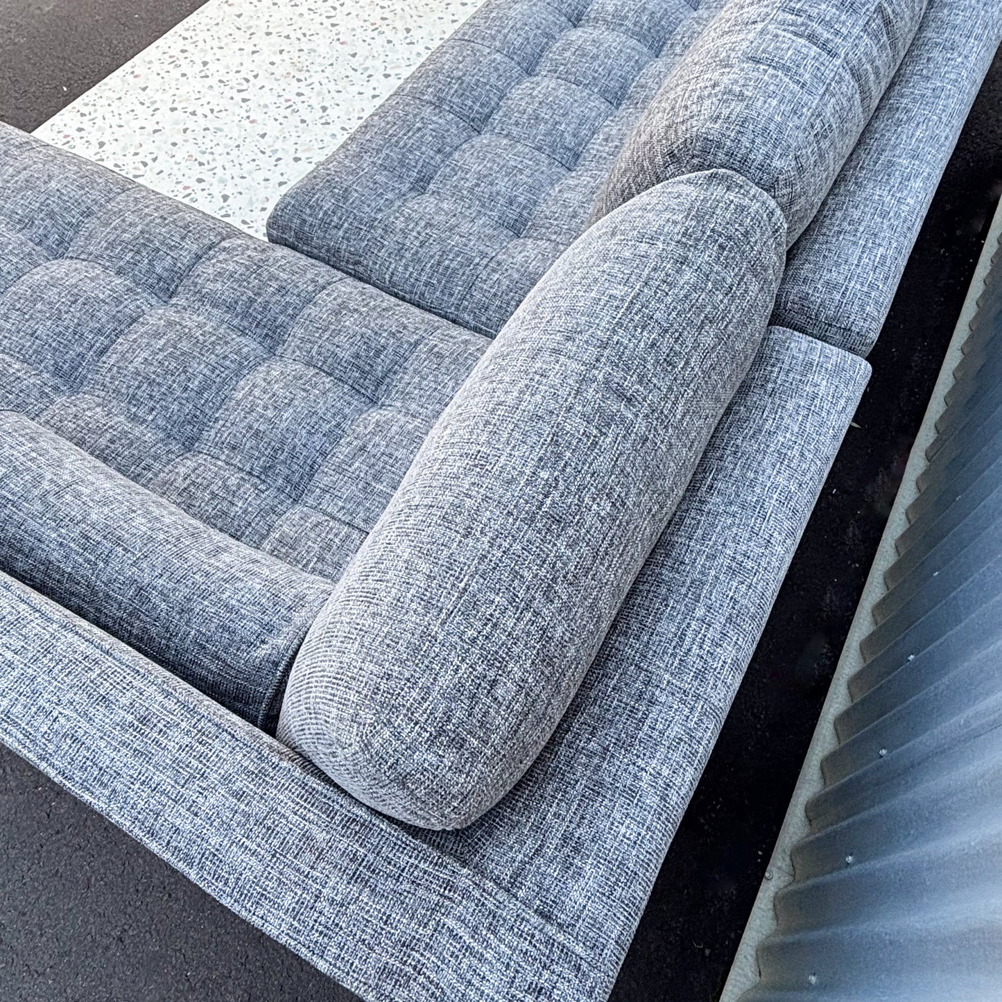 Mid-Century Modern Grey Chaise Lounge