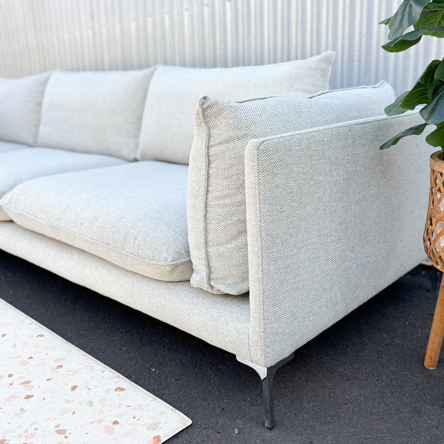 Freedom Panama Grey Fabric Chaise Corner Lounge
