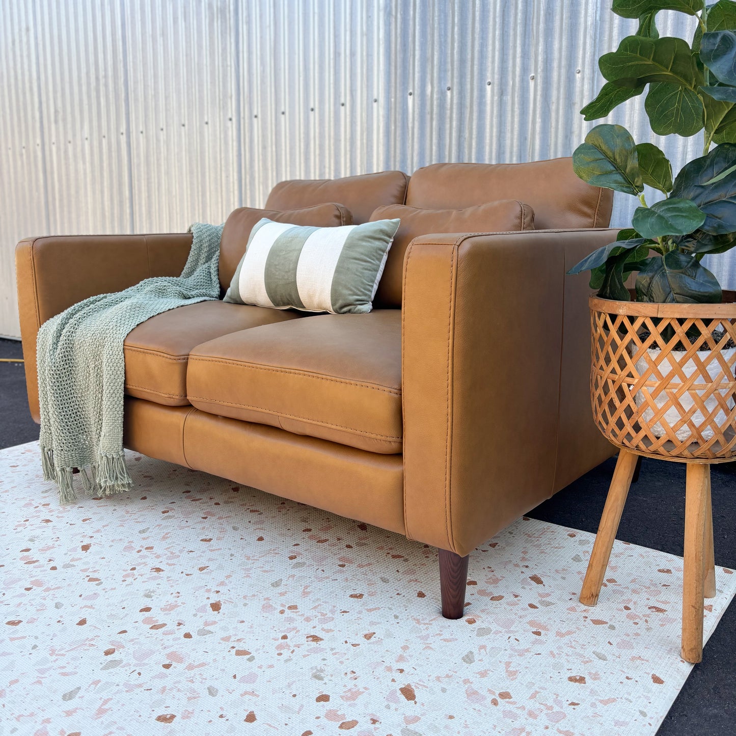 Alpine Tan 2 Seater Leather Lounge