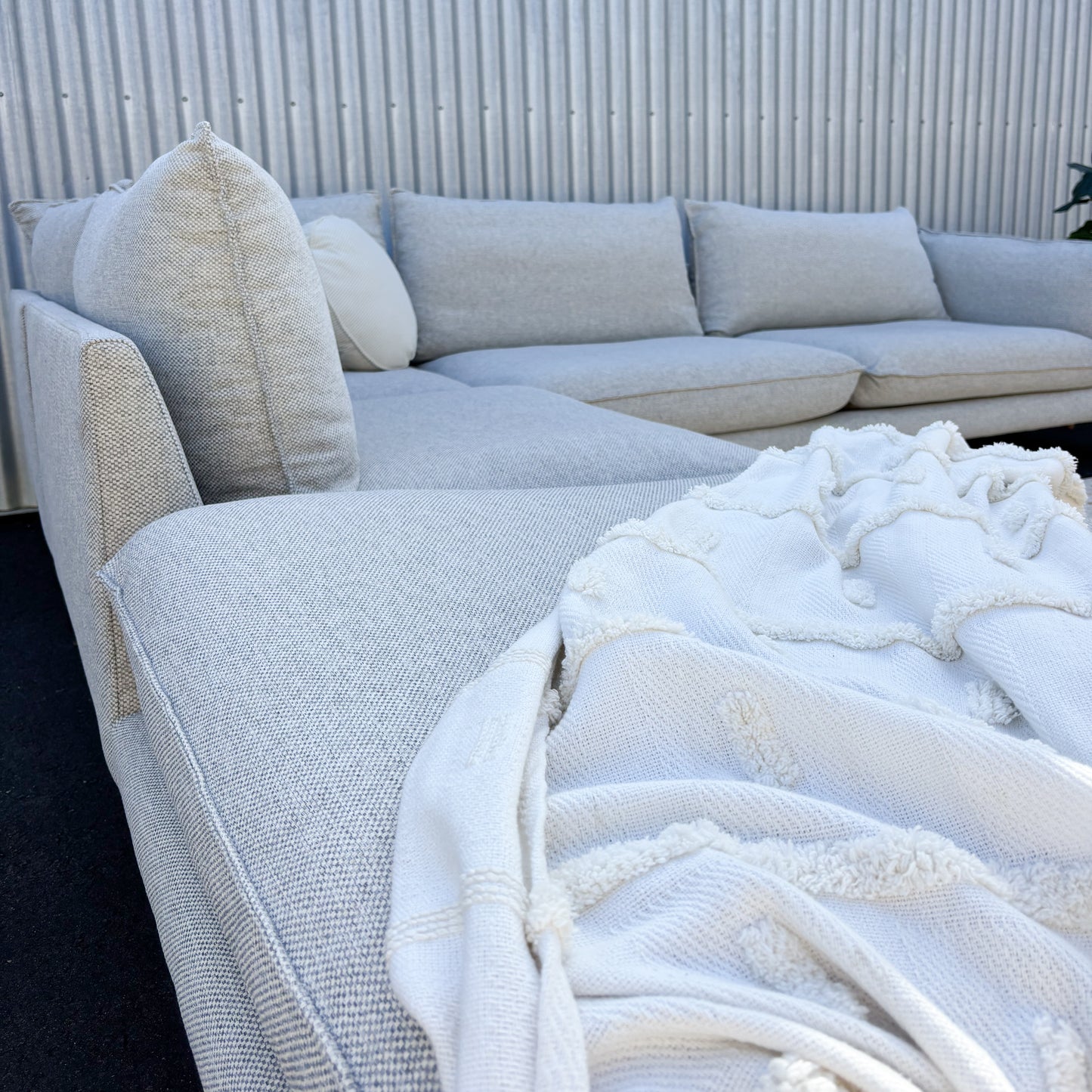 Freedom Panama Grey Fabric Chaise Corner Lounge