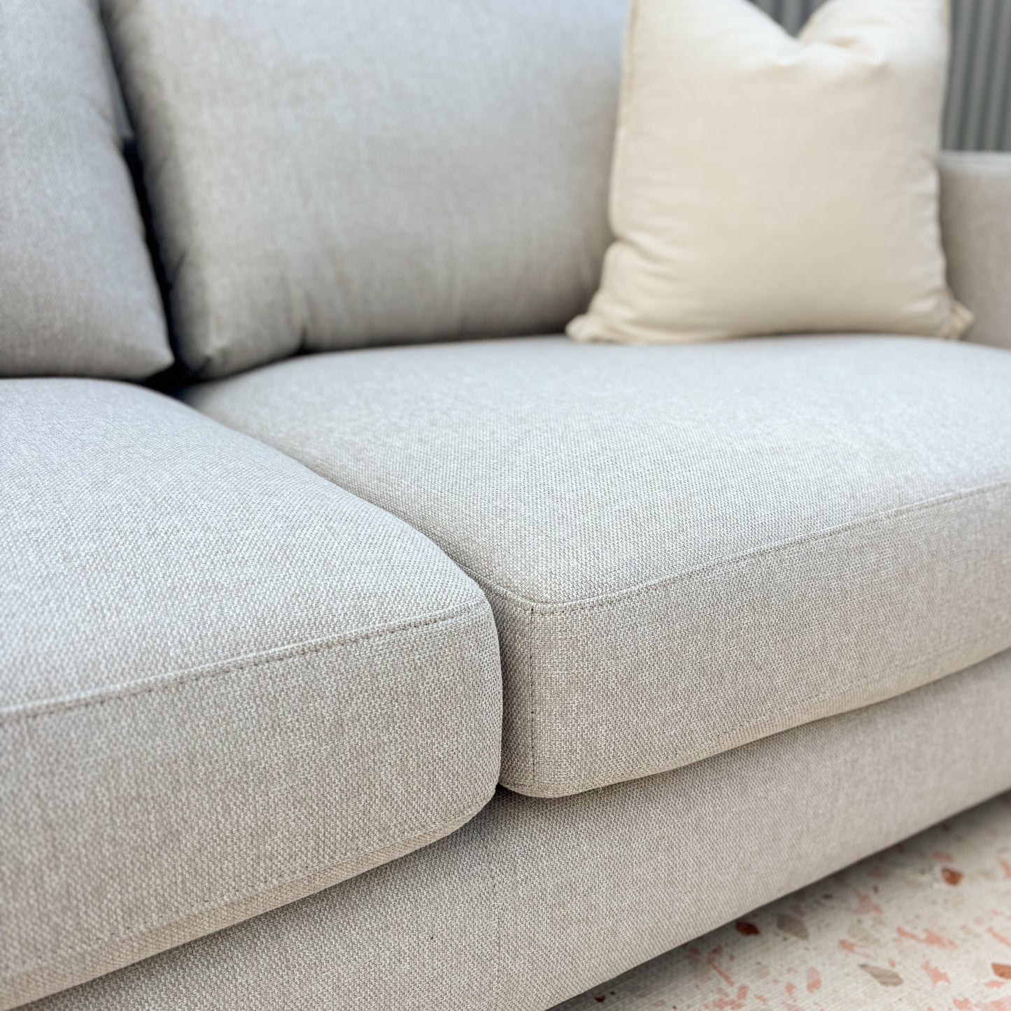 Brand New Fabric 3 Seater with Chaise Lounge