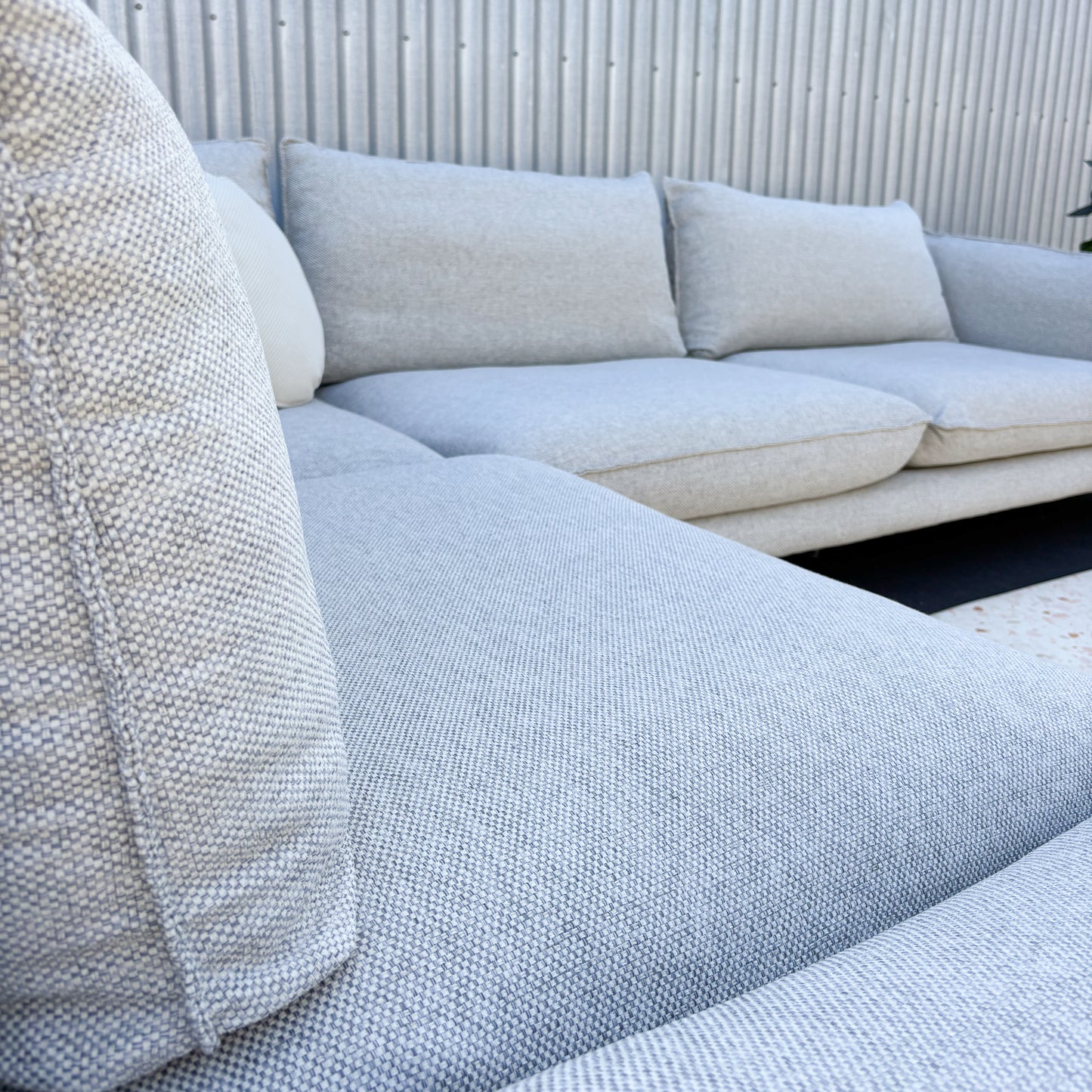 Freedom Panama Grey Fabric Chaise Corner Lounge