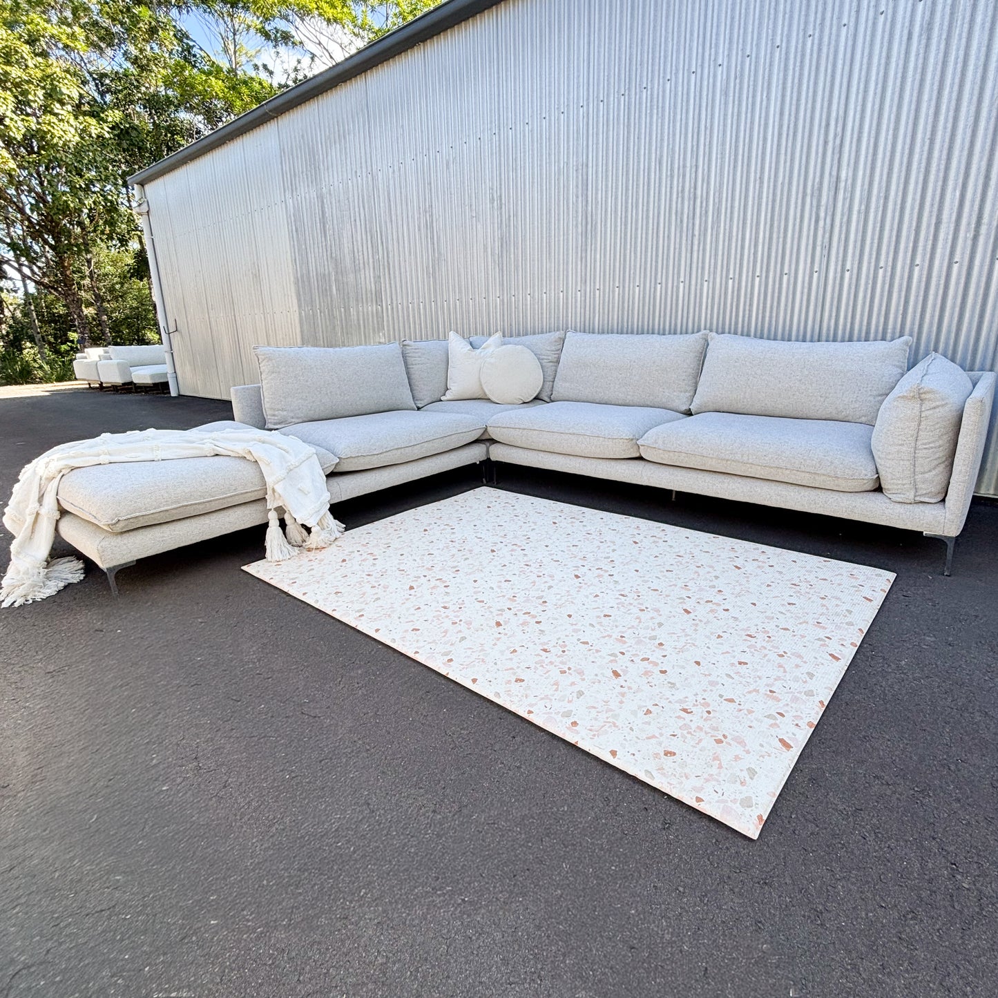 Freedom Panama Grey Fabric Chaise Corner Lounge