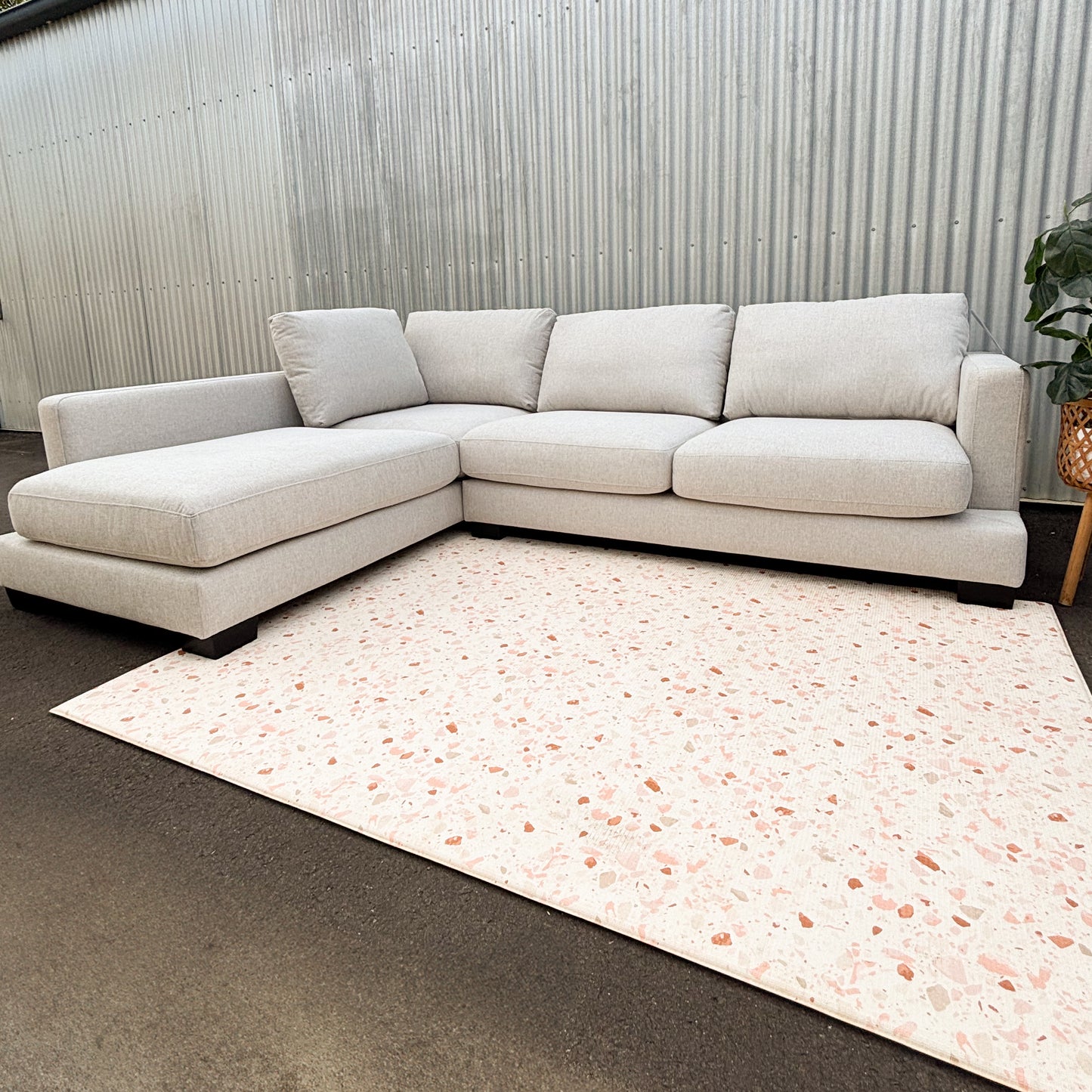 Brand New Fabric 3 Seater with Chaise Lounge