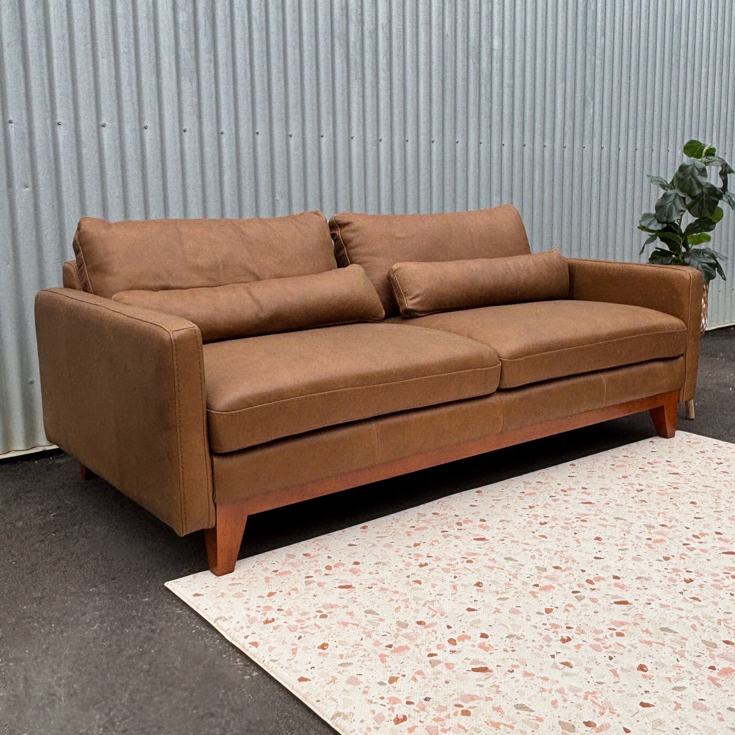Big Barberina Tan Leather 2.5 Seater Lounge