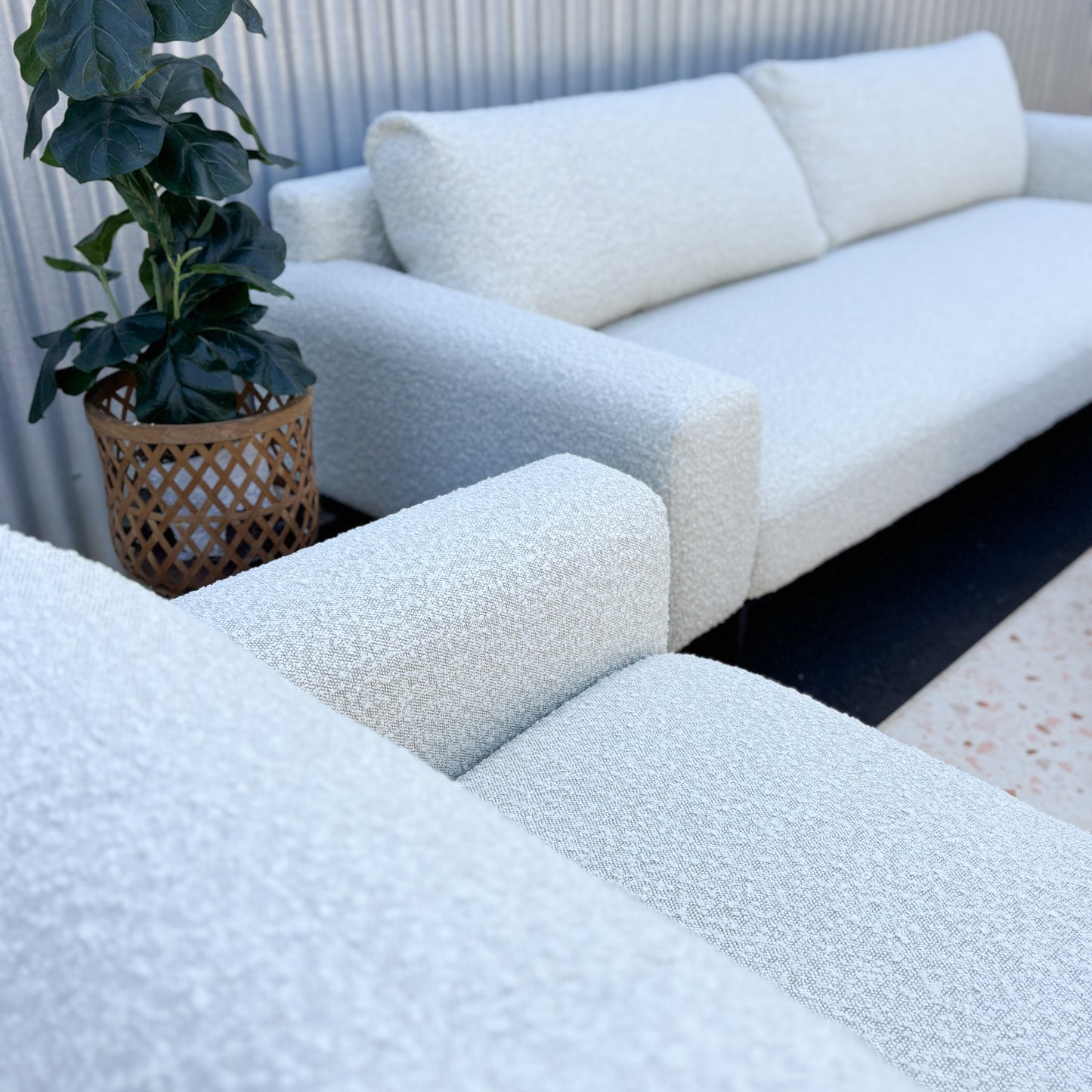 Sempre Natural Boucle Fabric Lounge Suite