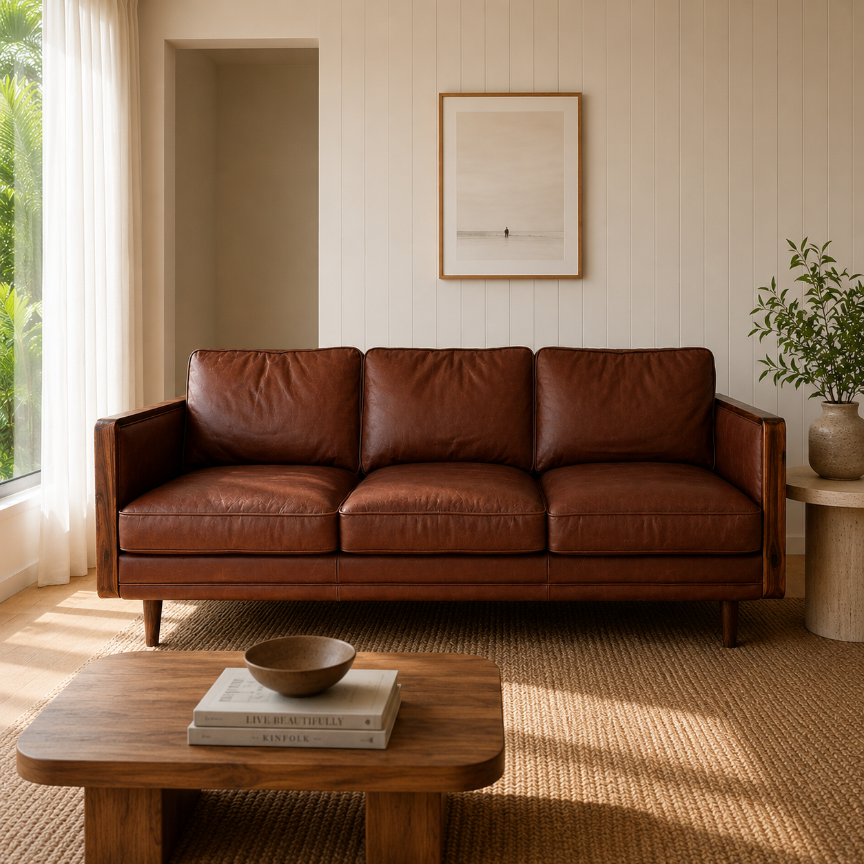 Nadia Leather 3 Seater Sofa