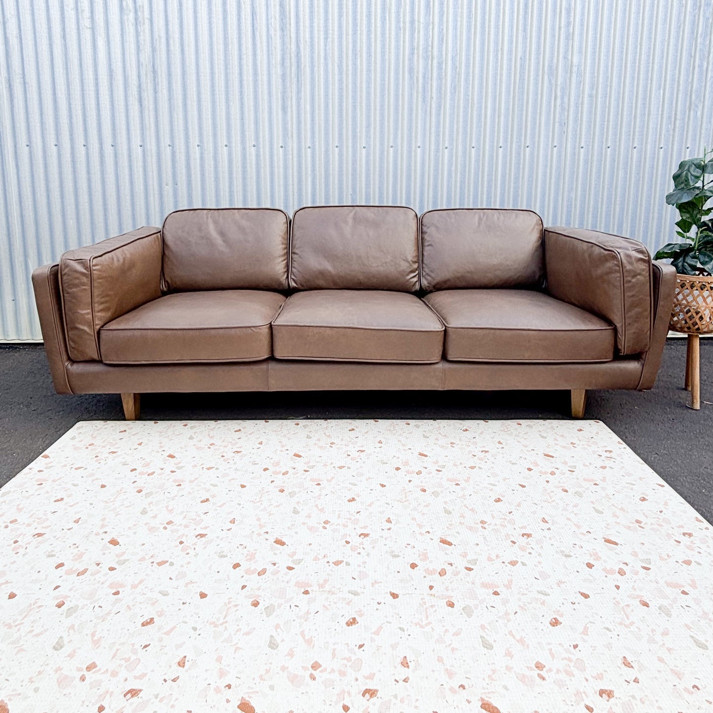 Brooklyn Oxford Tan Leather 3 Seater Lounge