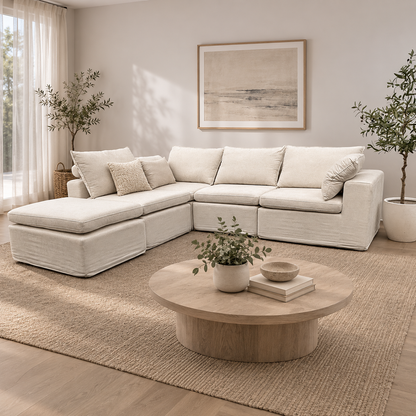Julle 5 Piece Modular Sofa - Beige Linen Look