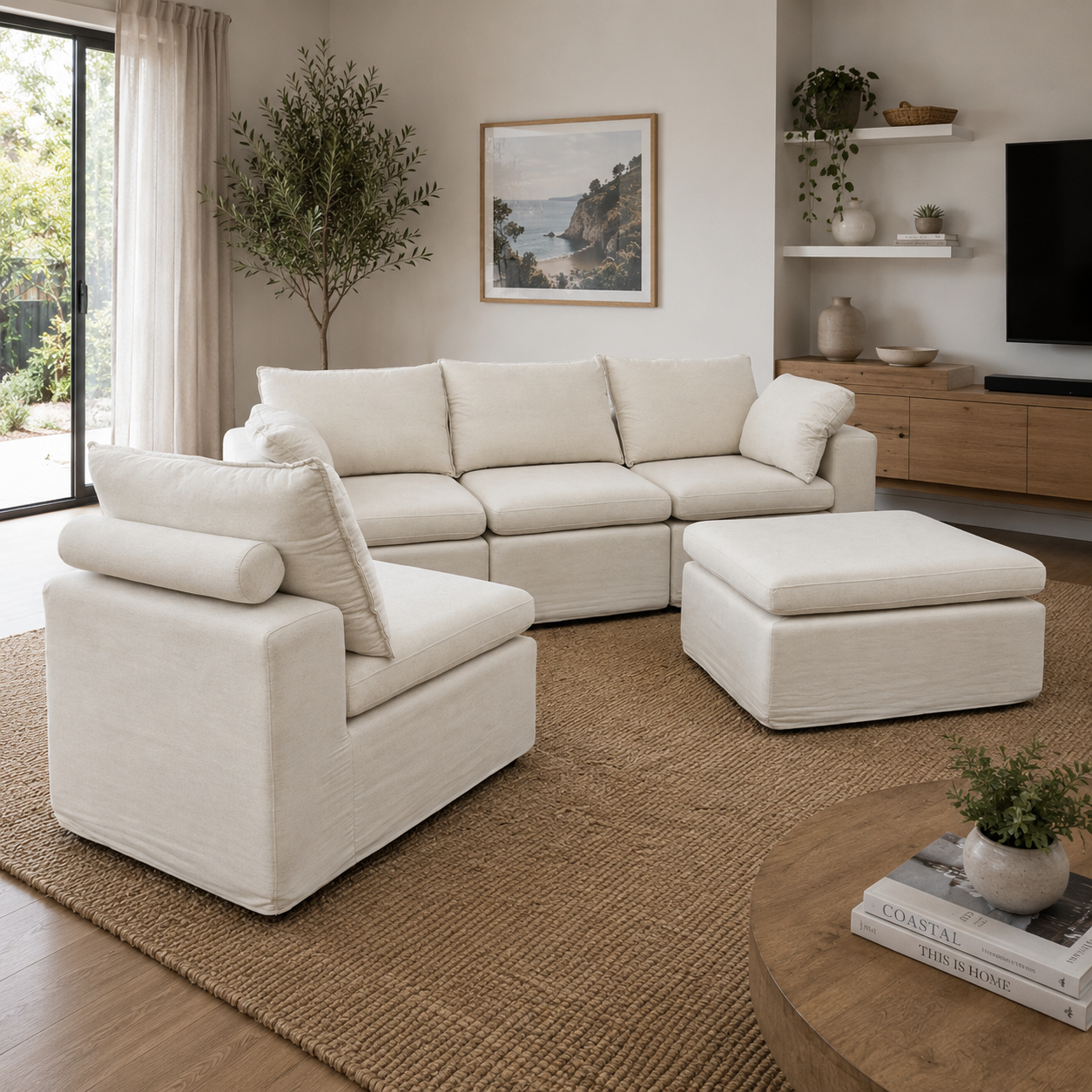 Julle 5 Piece Modular Sofa - Beige Linen Look