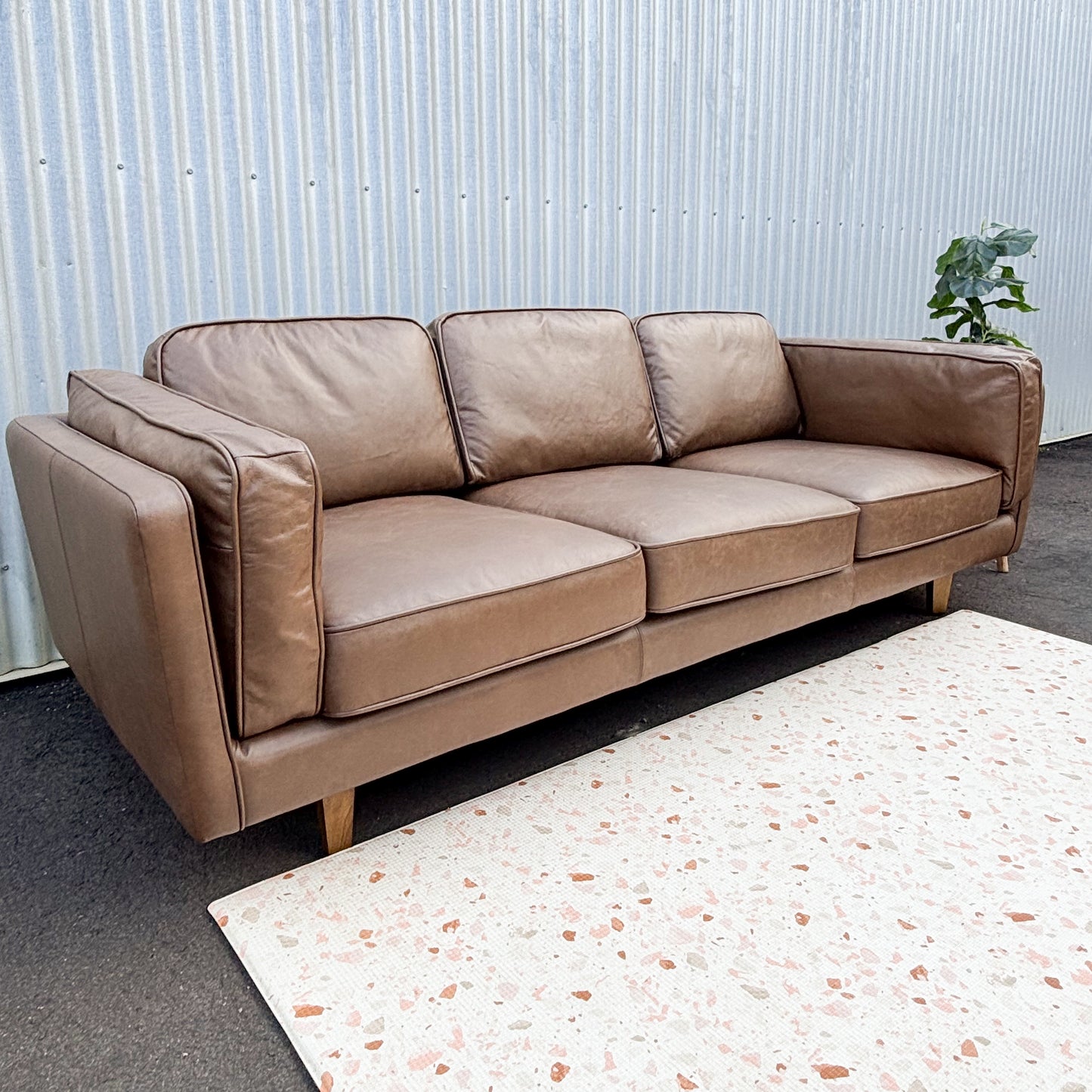 Brooklyn Oxford Tan Leather 3 Seater Lounge
