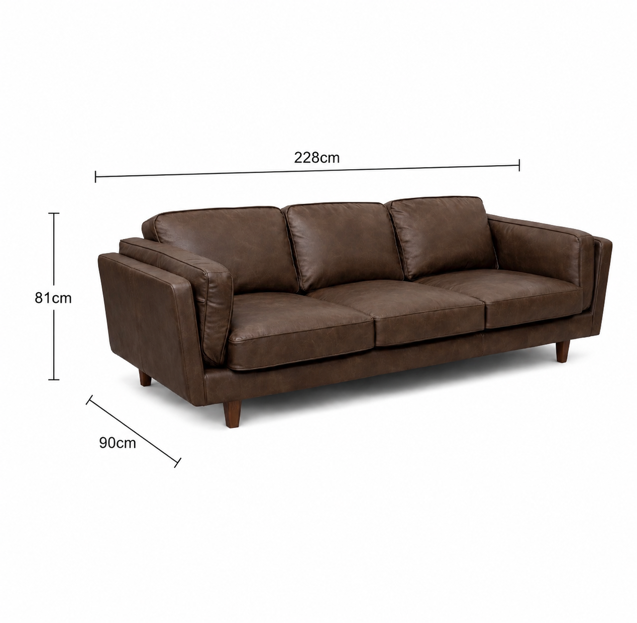 Brooklyn Leather 3 Seater Sofa - Oxford Tan