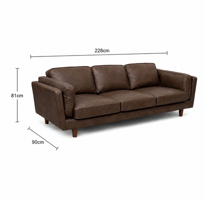 Brooklyn Leather 3 Seater Sofa - Oxford Tan