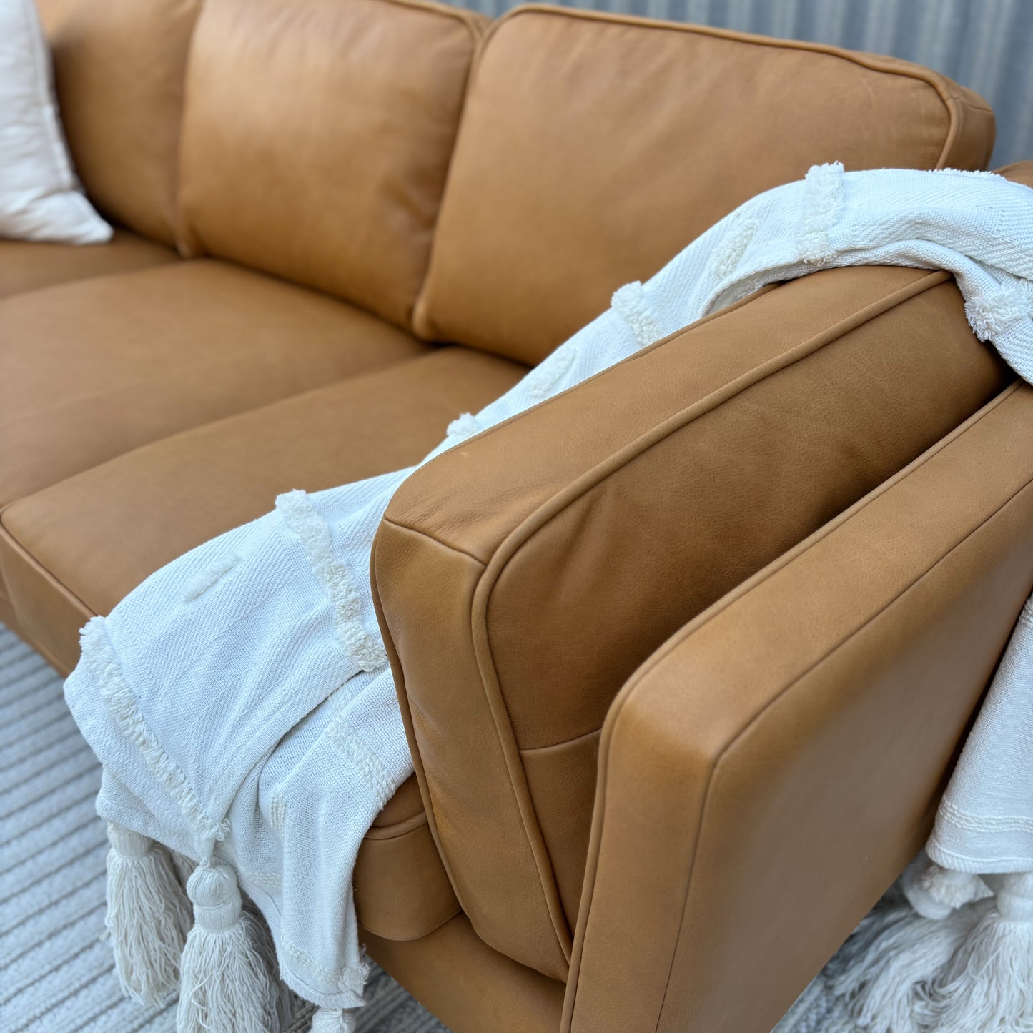Brooklyn Leather 3 Seater Lounge - Ostuni Tan