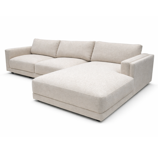 Vinny Fabric Right Chaise Sofa - Beige