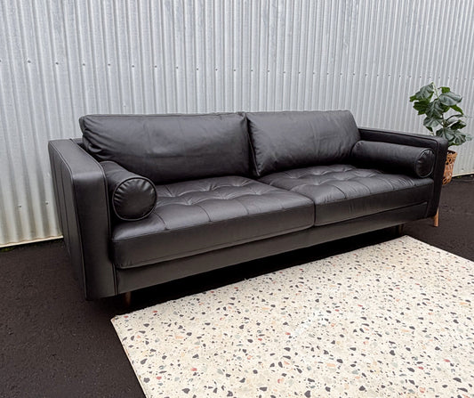 Jackson Black Leather 2.5 Seater Lounge
