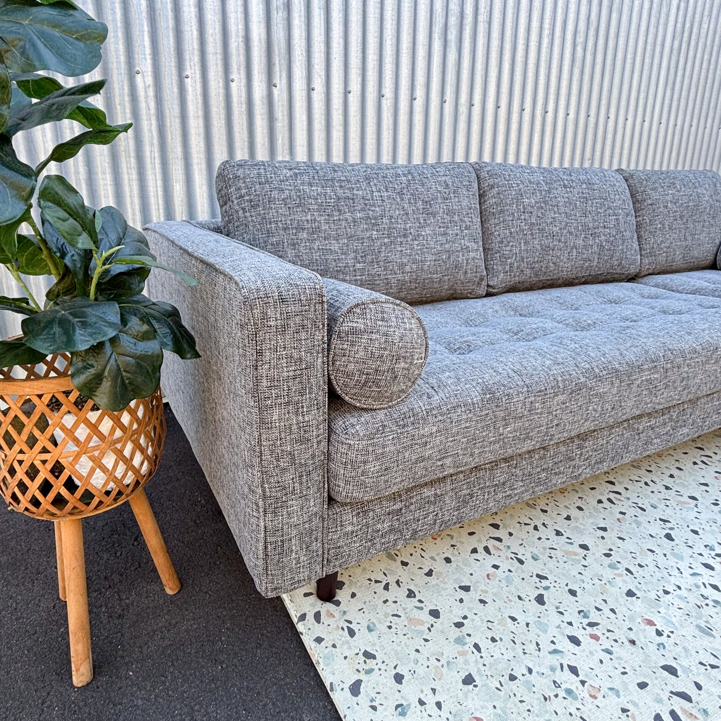 Mid-Century Modern Grey Chaise Lounge