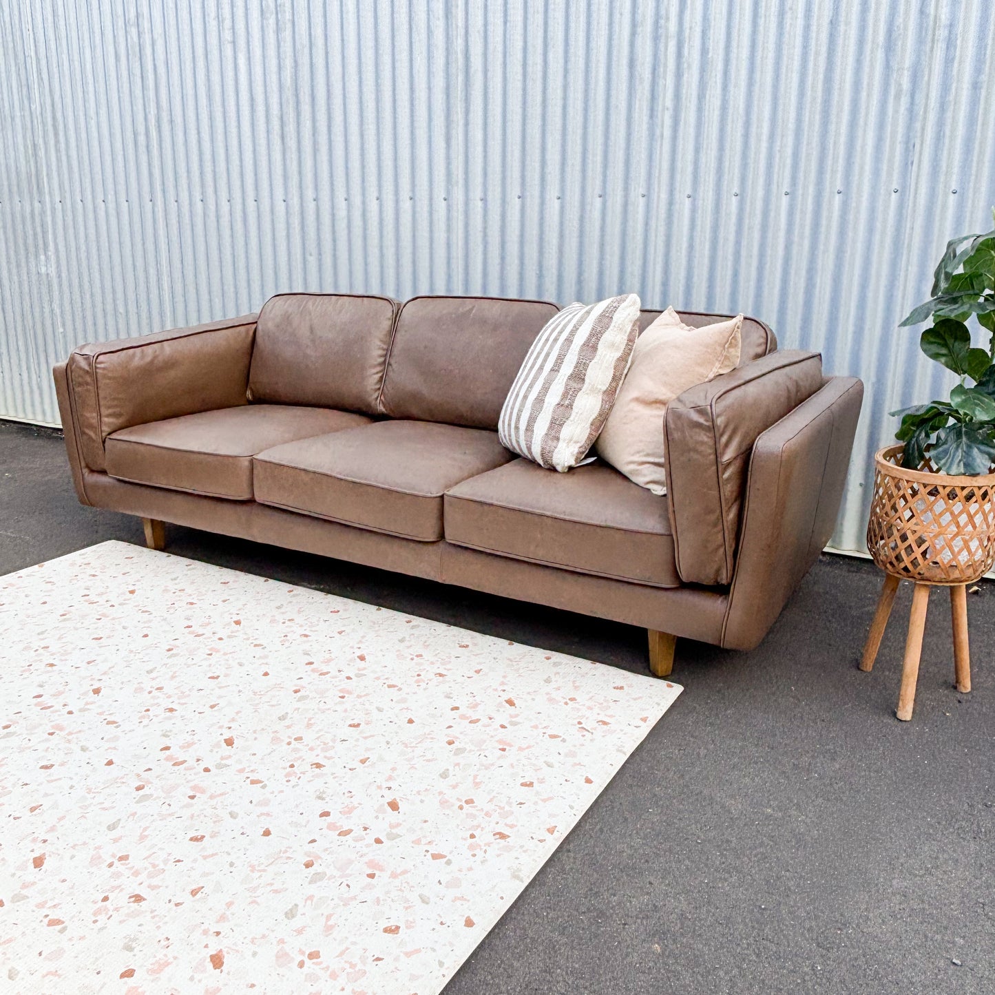 Brooklyn Oxford Tan Leather 3 Seater Lounge