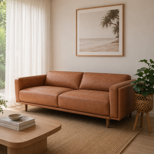 Hugo Leather 3 Seater Sofa