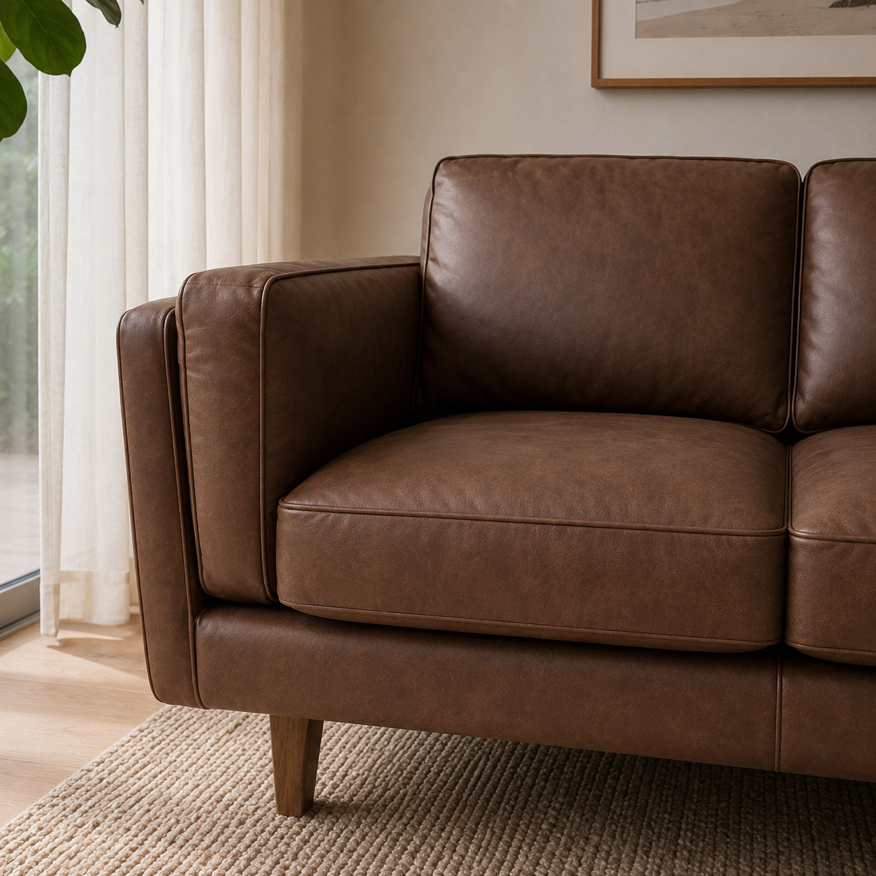 Brooklyn Leather 3 Seater Sofa - Oxford Tan