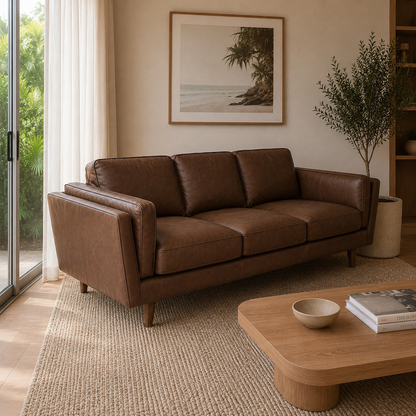 Brooklyn Leather 3 Seater Sofa - Oxford Tan
