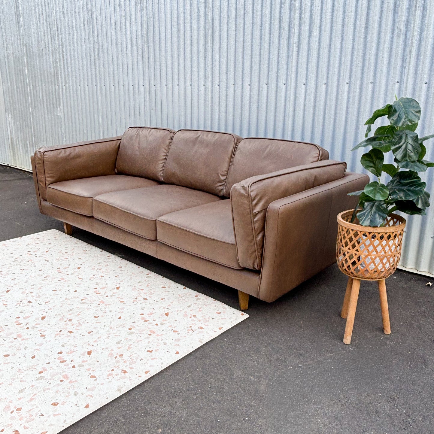 Brooklyn Oxford Tan Leather 3 Seater Lounge