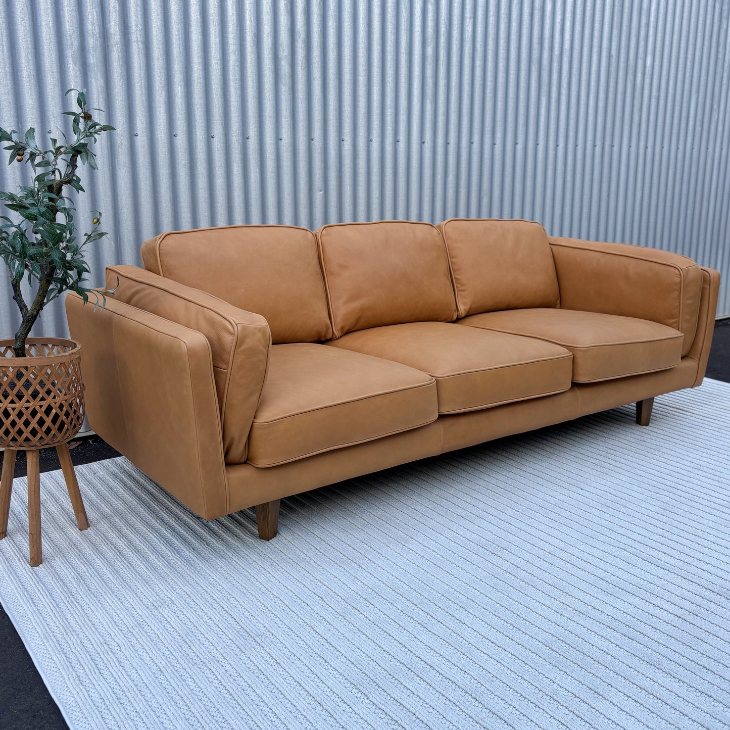 Brooklyn Leather 3 Seater Lounge - Ostuni Tan