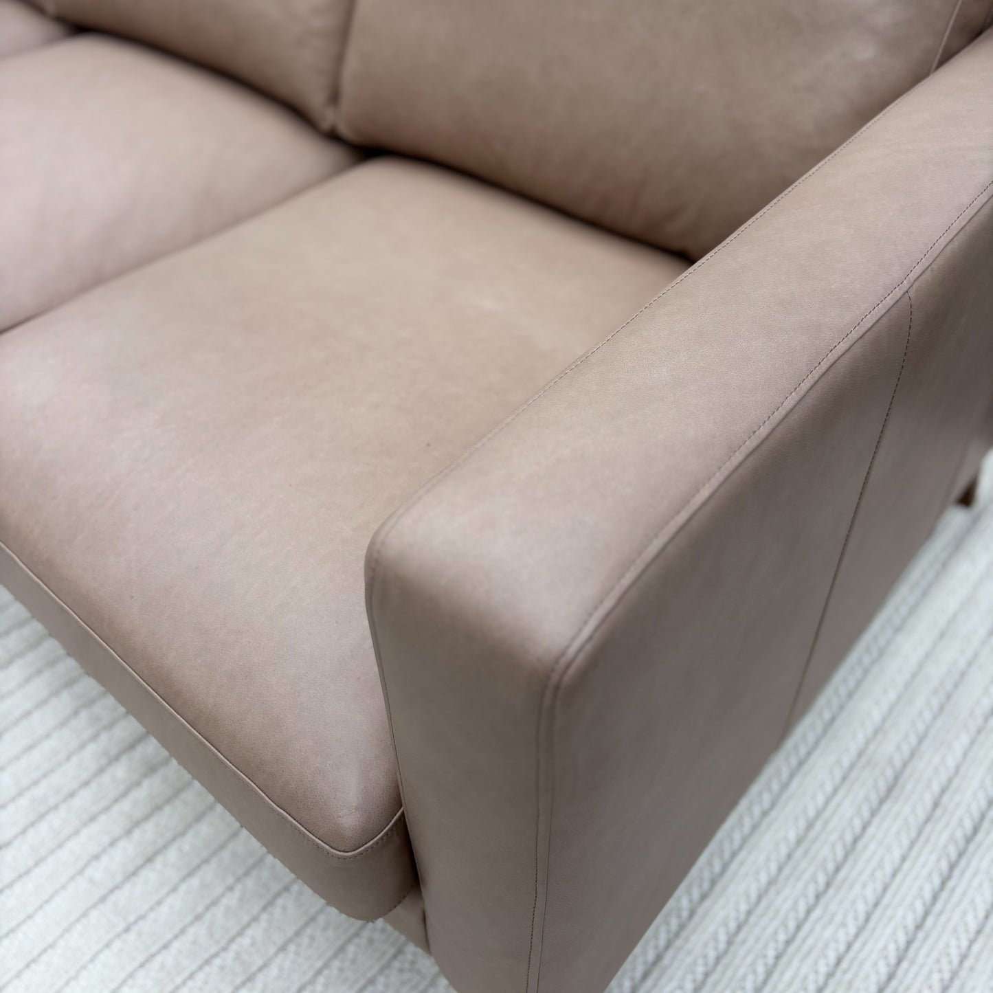 Brand New Fillmore Taupe Leather 3 Seater Lounge