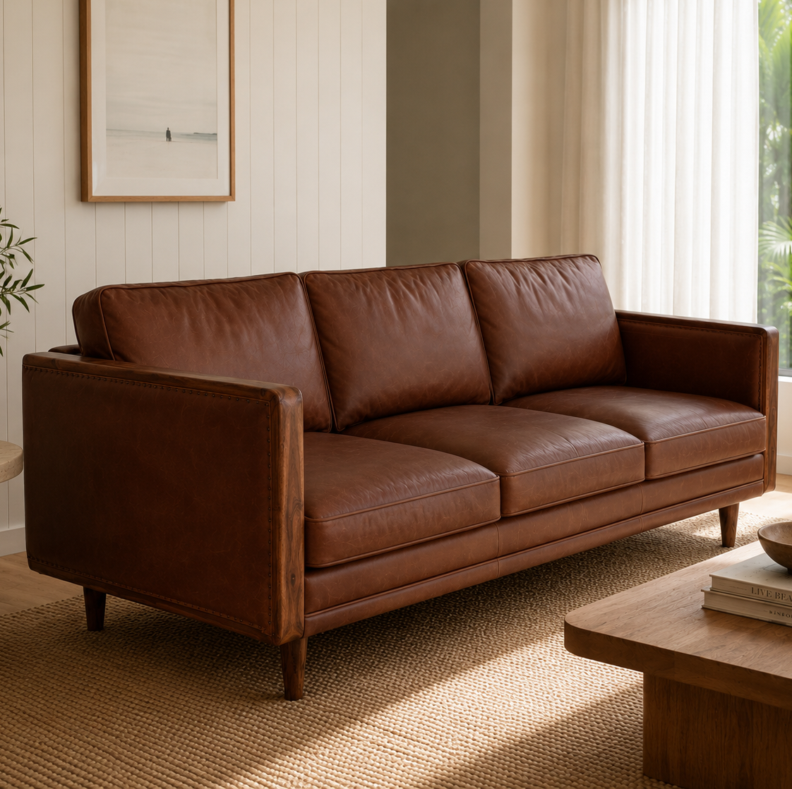 Nadia Leather 3 Seater Sofa