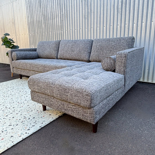 Mid-Century Modern Grey Chaise Lounge