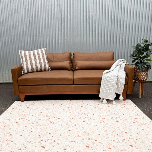 Big Barberina Tan Leather 2.5 Seater Lounge