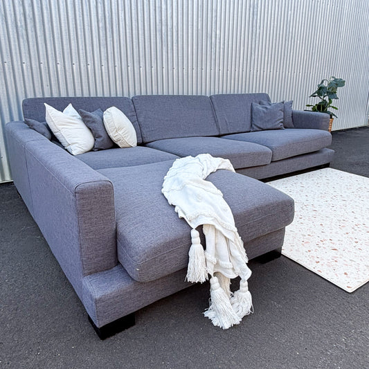 Blue Grey Fabric Chaise Lounge