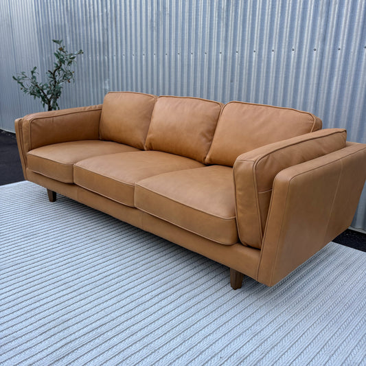 Brooklyn Leather 3 Seater Lounge - Ostuni Tan