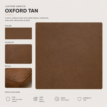 Brooklyn Leather 3 Seater Sofa - Oxford Tan