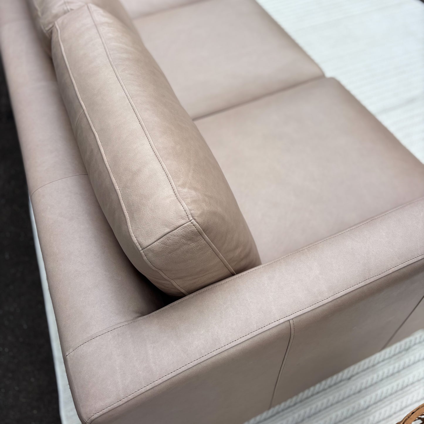 Brand New Fillmore Taupe Leather 3 Seater Lounge