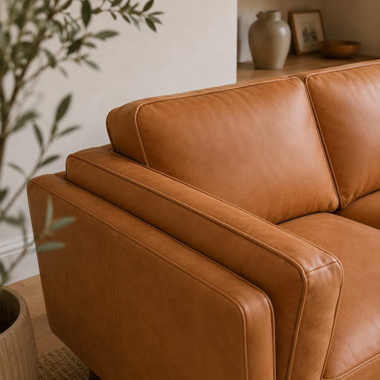 Brooklyn Leather 3 Seater Sofa - Ostuni Tan