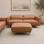 Hugo faux leather 3 seater lounge with matching ottoman