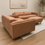 Hugo vegan suede 3 and 2 seater lounge with ottoman on beige rug